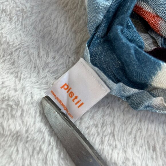 Pistil Womens Abstract Print Scarf 100% Viscose 72"x19" Blue White Lightweight - Picture 2 of 5